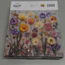 Naturelish Jigsaw Puzzles for Adults 1000 Pieces, Colorful Flower Puzzle, Vibrant Square Puzzle Challenging Game for Family Activity Home Decor, 24x24 Inches, Stone Flowers (White)