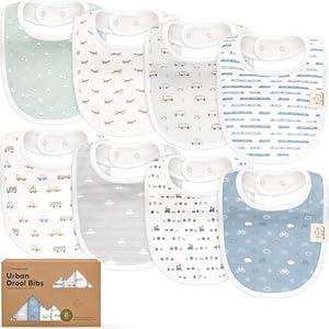8Pack Organic Baby Bibs for Boys, Girls  Soft Cotton Drooling and Teething Bibs for Baby Girl & Boy, Extra Absorbent, Easy To Clean & Put On for Toddler, Newborn, Infant 024 Months (Vessels)