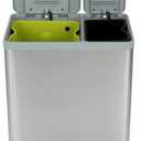 SIMPLI-MAGIC 16 Gallon (38L x 22L) Dual Compartment Step Trash Can  Kitchen Garbage Can with Waste & Recycling Bins  Slow-Close Lid, Odor Control, Hands-Free, Inner Bases, Brushed Stainless Steel