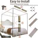 Canopy Bed Frame Twin Size, Post Stainless Steel Four Corner Bed Canopy Poles Mosquito Net Frame Bracket Fit for Metal Bed Wood Bed, Stainless Steel Canopy Bed Frame Twin Size