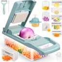 senbowe Ultra-Sharp 420-Grade Hardened Stainless Steel Onion Vegetable Chopper Dicer, 8 Interchangeable Blades, Includes Egg White Separator, Time Saver