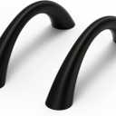 Goldenwarm Curved Cabinet Handles Solid Zinc Alloy Hardware for Dresser Matte Black Drawer Pulls 3 Inch Hole Center, 10 Pack