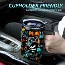 Gamer Lover Gift 40oz Tumbler with Handle and Lid Straw, Stainless Steel Double Walled Vacuum Insulated Cup, Gaming Gifts for Men Boys, Gamepad Water Bottle for Teen Boy 1PC