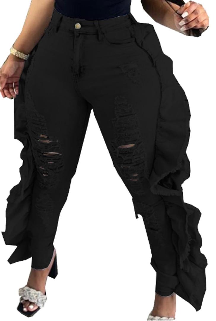 Jeans for Women Skinny High Waisted Classic Raw Hem Strentch Denim Pants, XL