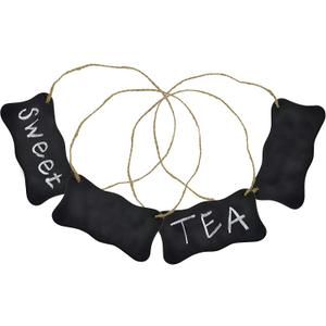 Decorative Black Metal Erasable Mini Chalkboard Hanging Sign, Beverage Label, Set of 4