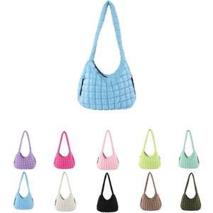 Large Quilted Hobo Bag Bubble Crossbody Handbag Cloud Tote Shoulder Bag Casual Bag Gift for Women (Blue)