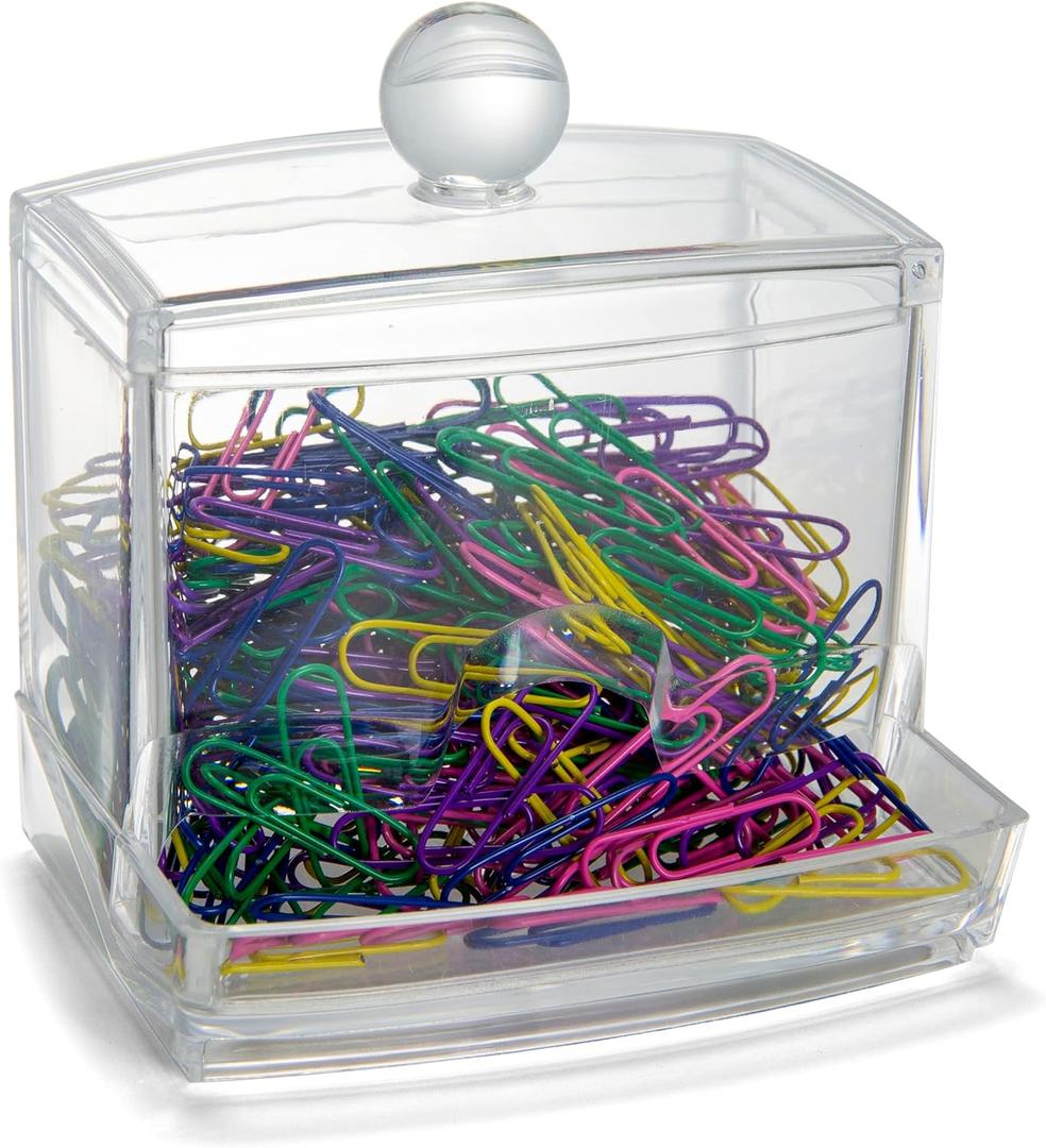 Officemate Self-Dispensing Paper Clip Holder w/250 Assorted Color Paper Clips, Clear (93697)