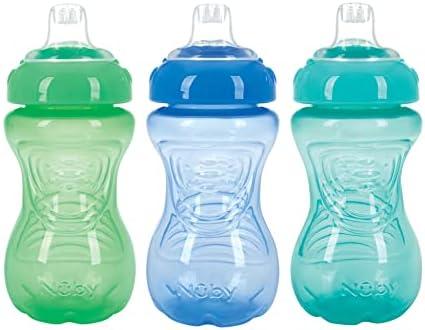 Nuby Pack of 3 No Spill Toddler Sippy Cups - Toddler Cups Spill Proof with Easy and Firm Grip - Blue, Aqua, Green Nuby Pack of 3 No Spill Toddler Sippy Cups - Toddler Cups Spill Proof with Easy and Firm Grip - Blue, Aqua, Green