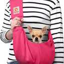 Tomkas Dog Sling Carrier for Small Dogs Puppy Carrier for Small Dogs (Rose red, for Pets Weight 2-7 lbs) S - Zipper pocket & Adjustable strap