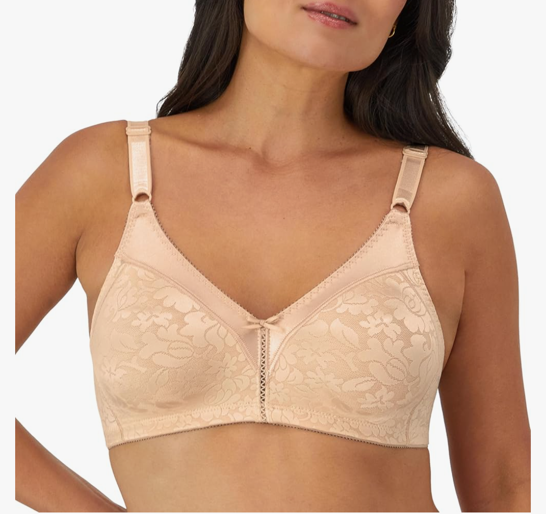 Bali Women's Double Support Wireless, Lace Bra with Stay-in-Place Straps, Full-Coverage 38DD