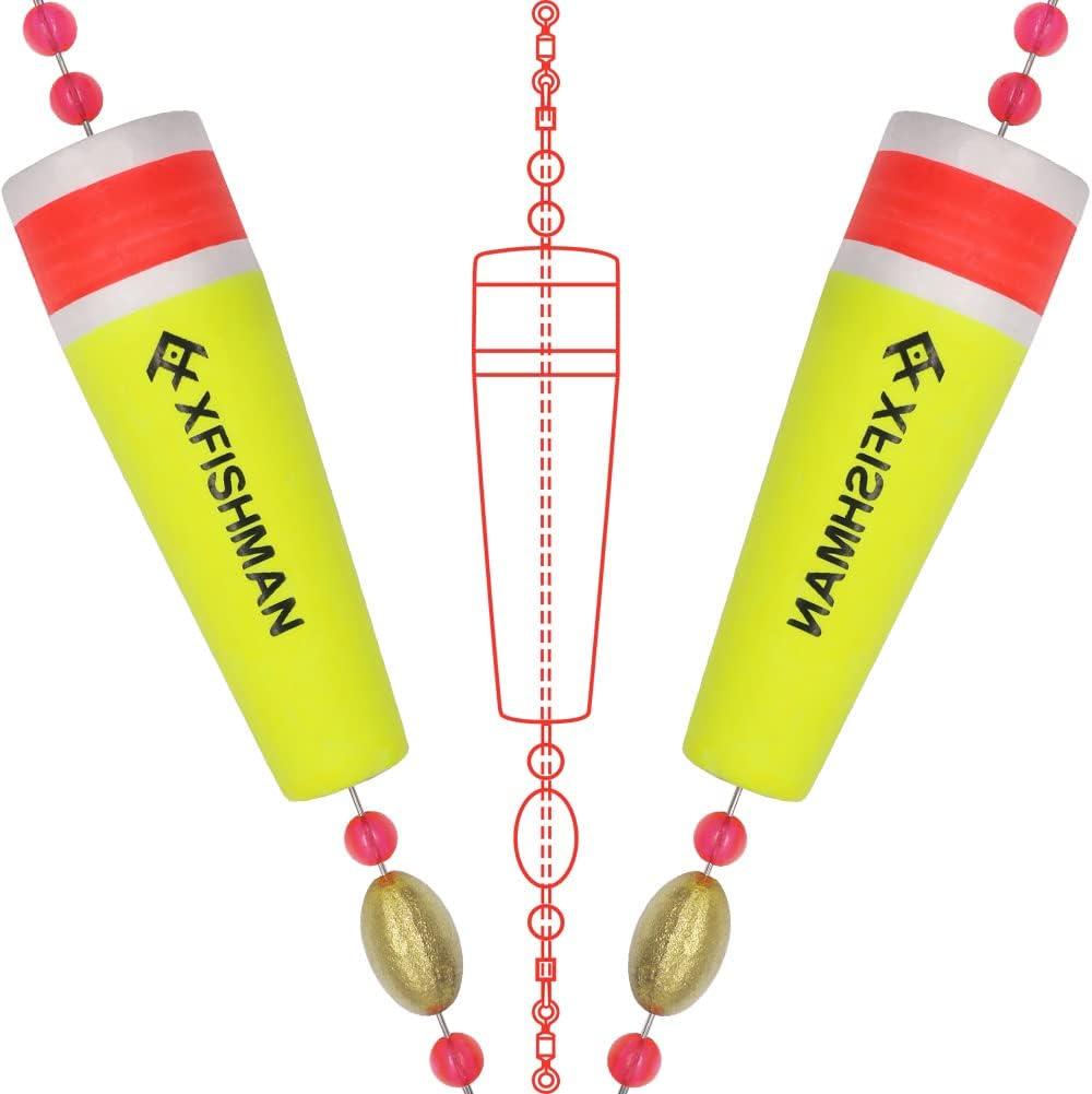 Fishing-Popping-Cork-for-Saltwater-Bobbers-Large-Floats Red Fish Popper for Carolina Rig (4 IN-Weight 3/4 oz - Qty 2)