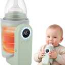 Portable Bottle Warmer for Travel, Rapid Heating Breast Milk & Formula Warmer with Battery Powered Temperature Control, Cordless Rechargeable Milk Warmer for On The Go Baby Feeding