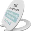 1M Soft Close Toilet Seat Round, Patented Quick Releasing for Easy Cleaning, Anti-Wiggling Design, Easy Installation