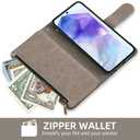Asuwish Phone Case for Samsung Galaxy A55 5G Wallet Cover with Tempered Glass Screen Protector and Leather Flip Credit Card Holder Stand Flower Slot Cell Accessories A 55 55A A555G Women Men Rose Gold
