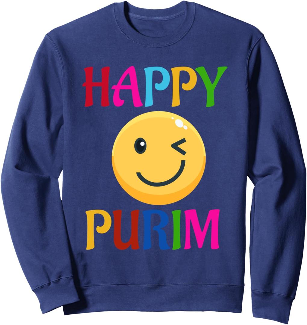Happy Purim Costume funny Jewish Face Mask Sweatshirt, Size S
