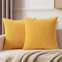 Kevin Textile Throw Pillow Covers Soft Corduroy Decorative Set of 2 Boho Striped Pillow Covers Pillowcases Farmhouse Home Decor for Couch Bed Sofa Living Room 24x24 Inch