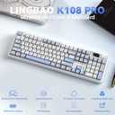 CORBOBO LINGBAO K108 Pro Wireless Mechanical Keyboard with Screen & Knob, Full Size Creamy Keyboard with Number Pad, 10000mAh Battery, PBT Keycaps, RGB Backlit, Hot-swappable Gaming Keyboards