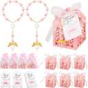 J6&H6 100 pcs Pink Baptism Favors Set includes Angel Mini Rosary, Pink Drawstring Organza Bags, Thank You Cards, and Cross Boxes For Baptism Recuerdos Christian Gifts First Communion Baptism