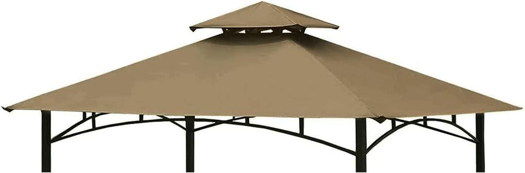 Grill Gazebo Replacement Canopy Top Cover 58 Double Tiered BBQ Roof ONLY FIT for Gazebo Model L-GG001PST-F (Khaki)