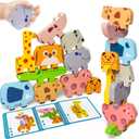 Vaiheng Toys for Toddlers 1-3, Montessori Toys for 1 2 3 4 Year Old Boys & Girls, Toy Age 2-4 0-2 Kids Baby, 1 2 3 Year Old Girls Boys Gifts, Wooden Animal Blocks Stacking Education Puzzles Toy