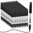 SMELHA Permanent Markers, 100 Pack Black Permanent Marker Pens, Black Permanent Marker set bulk ，Fine Tip, Waterproof, 1S Drying, smooth writing,durable, works on Plastic, Glass, Metal, Wood and Stone
