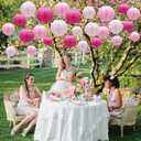 Pink Paper Lanterns Decorative, Hanging Round Paper Lanterns Indoor Outdoor for Valentines Day Decorations Graduation Wedding Birthday Baby Showers Tea Party Decorations, 21pcs