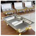 Chafing Dish Buffet Set 4 Pack, 9.5 QT Stainless Steel Chafing Dishes for Buffet Elegant Gold and Silver Colors Catering Chafer Warmer Set with Full,Half,1/3 Food Pan, For Parties Wedding
