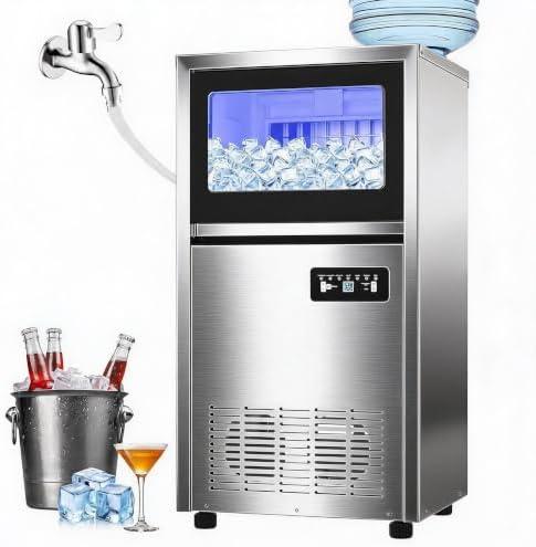 Commercial Ice Maker Machine 120lbs/24h, 36lbs Storage Capacity,Dual Water Inlet Mode,Built-in/Freestanding/Under Counter Ice Maker with Self-Cleaning, ETL Certified for Home Bar Restaurant