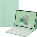 Galaxy Tab A11/A9 (8.7 Inch) Keyboard Case with S Pen Holder, Slim Round Key Cute Candy Magnetically Detachable Wireless Bluetooth Keyboard Cover, Mint Green