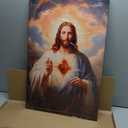 Sacred Heart of Jesus Wall Art Picture Divine Mercy Picture Canvas Wall Decor Christian Religious Christ Jesus Portrait Poster Prints Artwork for Living Room Bedroom Room Office Home Decoration, 16"L x 24"W