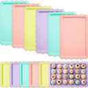 Yaomiao 12 Pcs Plastic Serving Trays for Party Pastel Food Tray Bulk 14" x 9" Rectangle Serving Food Tray Platter for Easter Tea Party Cafeteria Kitchen Restaurant Dessert Coffee Fruit Cookie Snack
