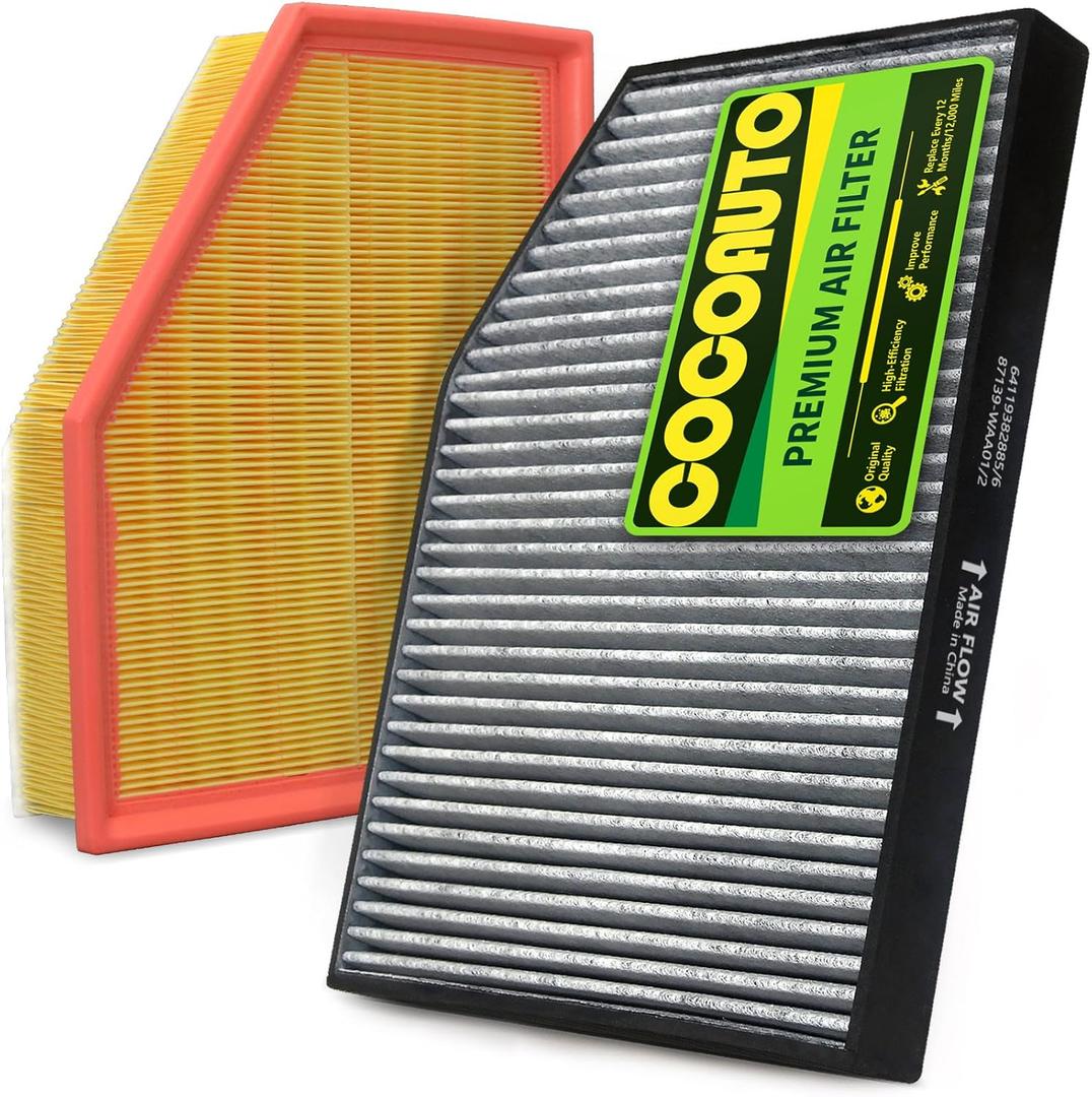 Cabin & Engine Air Filter Kit for 2018-2019 X3 (XDrive30i/SDrive30i/M40i), 2019 X4; 2020-2021 X3 (XDrive30i/SDrive30i); 2020-2022 X4 (XDrive30i Only), Replaces 64119382885, 13718577171