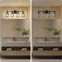 Crystal Bathroom Light Fixtures Over Mirror, Black 4-Light Bathroom Vanity Lights Over Mirror Modern Wall Lighting Sconces with Ceramic E26 Base (Bulbs Not Include)
