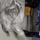 Medline Lightweight Foldable Transport Wheelchair with Handbrakes and 12-Inch Wheels, Blue Frame, Black Upholstery