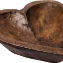MAINEVENT Decorative Bowl Home Decor Approx 10.5x12 Inch, Spanish Oak Wooden Dough Bowl, Wood Dining Room Table Centerpiece Heart Shaped Made in USA