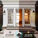 FEMILA Dusk to Dawn Outdoor Wall Sconce, 15" Matte Black Seeded Glass Outdoor Sconce Lights, Front Porch Light Fixtures Wall Mount, Garage Lights for Patio, Entryway, Garden, 4FD54B-PC BK