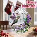 Christmas Ornaments - Hummingbird Stained Glass Ornament | Christmas Tree Decorations | Hanging Ornaments for Home Decor | Holiday Decor | Xmas Decorations Xmas Gifts | Holiday Present