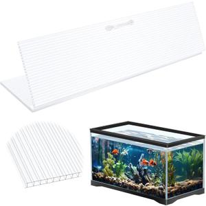Sieral Aquarium Canopy Set Polycarbonate Greenhouse Panels 19.37 x 9.37 x 0.24 Inch for 10/20 Gallon Fish Tank Without Center Brace Aquariums Cover Fish Tank Lid, Clear