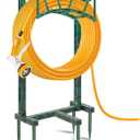 Garden Hose Holder, Heavy Duty Metal Water Hose Holders Hose Stand with 5 Spikes, Freestanding Hose Storage Rack Hose Hanger Holds 150ft Hose for Outside Yard Lawn Garden Decor (Retro Green)
