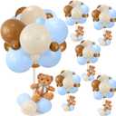 Bear Table Centerpieces for Baby Shower - Set of 6 Blue Bear Balloon Baby Shower Decorations Include Stuffed Bears Balloons Kit with Stand Table Decor for Boy Baby Shower Gender Reveal