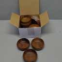Skylety 10 Pcs Acacia Wooden Bowls Small Calabash Bowls Round Wood Salad Hand Carved Calabash Dip Tray for Serving Popcorn Pasta Candy Cereal Coconut Nuts Sauce Appetizers Kitchen (4 Inch)
