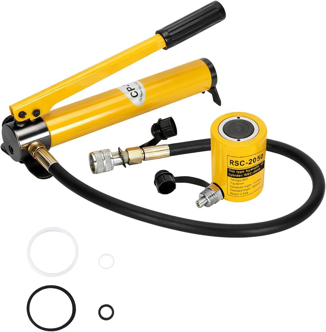 20T Mini Hydraulic Cylinder Jack, CP-180 Hydraulic Hand Pump, 2" Stroke for Hydraulic Pump, Hand Operated Pump for Industrial Engineering, Machinery Shipbuilding