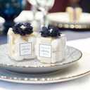 Wenqik 20 Pack Clear Wedding Favor Boxes with Navy Blue Pearl Flowers, Ribbon and Thank You Stickers, Elegant Plastic Candy Gift Boxes for Bridal Shower, Baby Shower, Birthday Wedding Supplies
