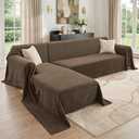CAPALOCA Sectional Couch Covers 2 Pieces, L Shaped Couch Cover with Herringbone Pattern Chenille Sectional Cover Washable Sofa Slipcovers (XXX-Large: 71" x 118" + 91" x 134", Coffee)