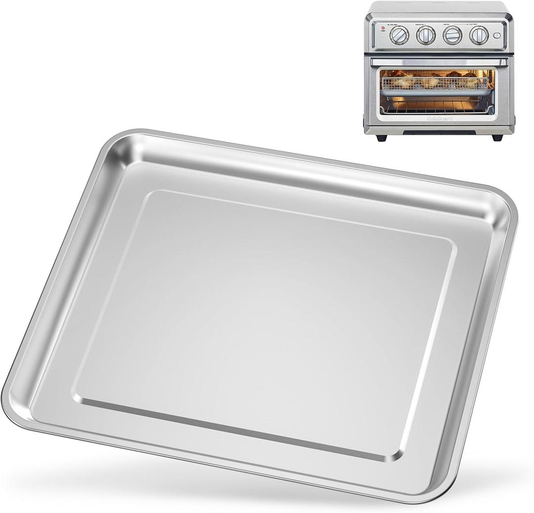 Stainless Steel Baking Tray Pan Compatible with Cuisinart Airfryer TOA-060 and TOA-065 (with Cuisinart Airfryer TOA-060 and TOA-065), Dishwasher Safe