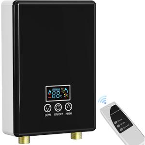 Tankless Electric Water Heater,110V 5500W Under Sink Instant Water Heater with Digital Display Touch Screen&Remote Control On-Demand for Point Of Use for Kitchen,Laundry,RVs (White)