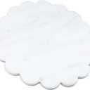 Newtay 12 Inches Marble Cutting Board Round Marble Tray White Scalloped Board with Non Slip Decorative Pastry Tray for Kitchen Pizza Cake Bread Baking Cheese Display