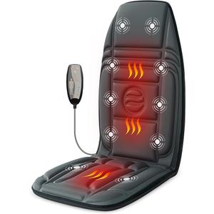 Vibration Back Massager with Heat, Massage Chair Pad with 10 Vibration Motors & 2 Heating Levels, Chair Massager for Recliner, Office Chair, Sofa, Grey