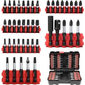 42-Piece Impact Screwdriver Bits Set with Phillips, Magnetic S2 Steel Phillips/Slotted/Square/Torx Insert Power Bits Tips, Impact Bit Holder with Black Storage Box Case