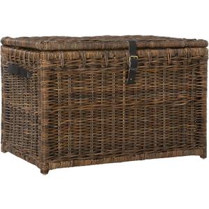happimess HPM9004A Michael Wicker Trunk Collapsible for Flat Storage, Rattan-Sarang Buaya, Coastal for Office, Dorm, Living, Bedroom, Dining Room, 35", Brown